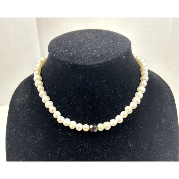 Suzanne Kalan  Sterling Silver .925 U.S.A Pearl Jet Bead Necklace 15" in Length - Picture 2 of 9